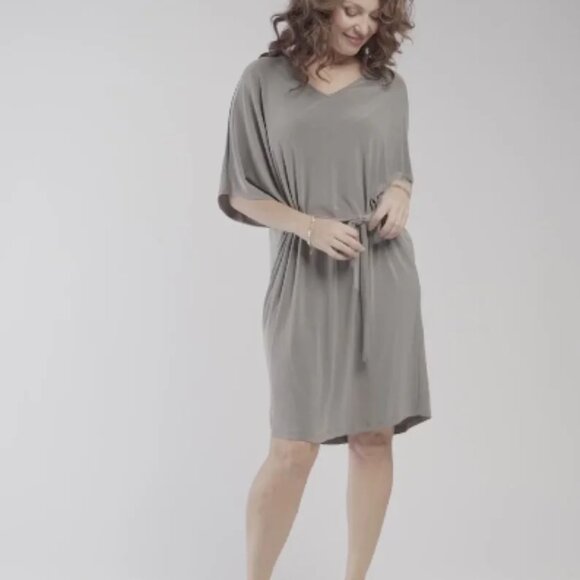SYMPLI - V-Neck Slouchy Dress w/Tie - Melange Sand - Size 10 - NWT - Picture 3 of 3
